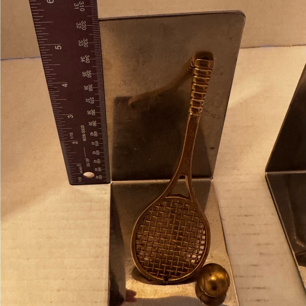Gold and Silver Tennis Racket Bookends - Picture 5 of 7